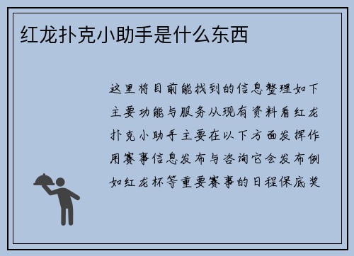红龙扑克小助手是什么东西